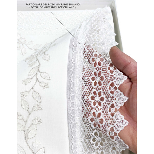 LAKEN mit MACRAMEE-Spitze creme DOUBLE Made in Italy Brautidee