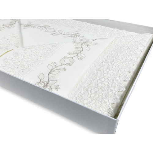 SHEET with MACRAMÉ lace cream DOUBLE Made in Italy BRIDAL IDEA