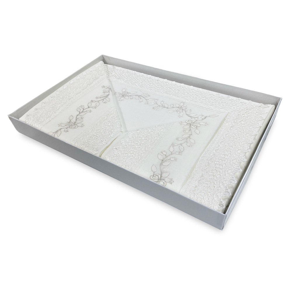 SÁBANA con encaje MACRAMÉ crema DOBLE Made in Italy BRIDAL IDEA