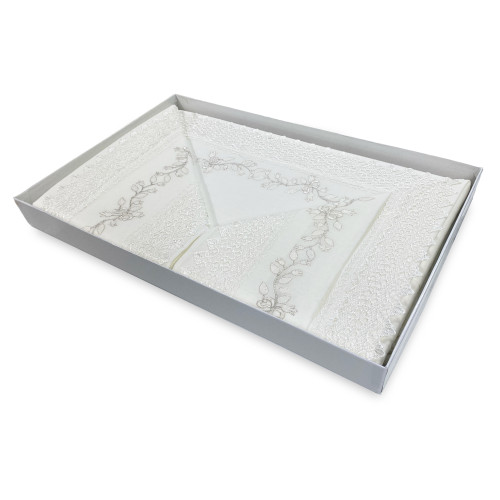 LAKEN mit MACRAMEE-Spitze creme DOUBLE Made in Italy Brautidee