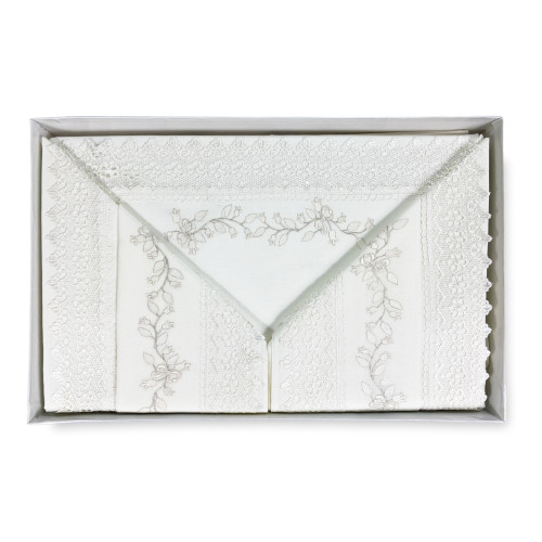 LAKEN mit MACRAMEE-Spitze creme DOUBLE Made in Italy Brautidee