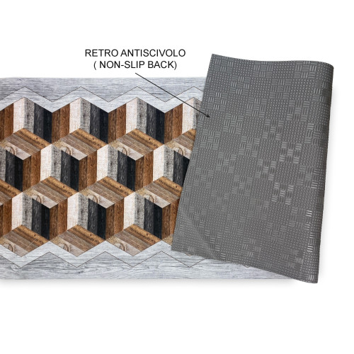 RUG Kitchen Runner GEOMETRIC Rutschfeste Kufe made in Italy