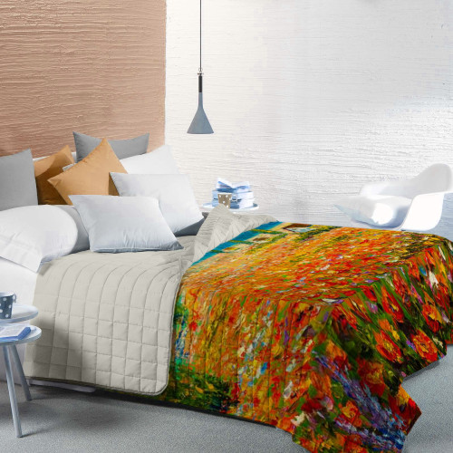 Couvre-lit matelassé peintures Monet coquelicots Double