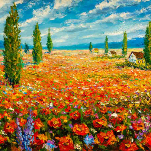 COPRILETTO trapuntato Quadri d'Autore Papaveri Monet Matrimoniale