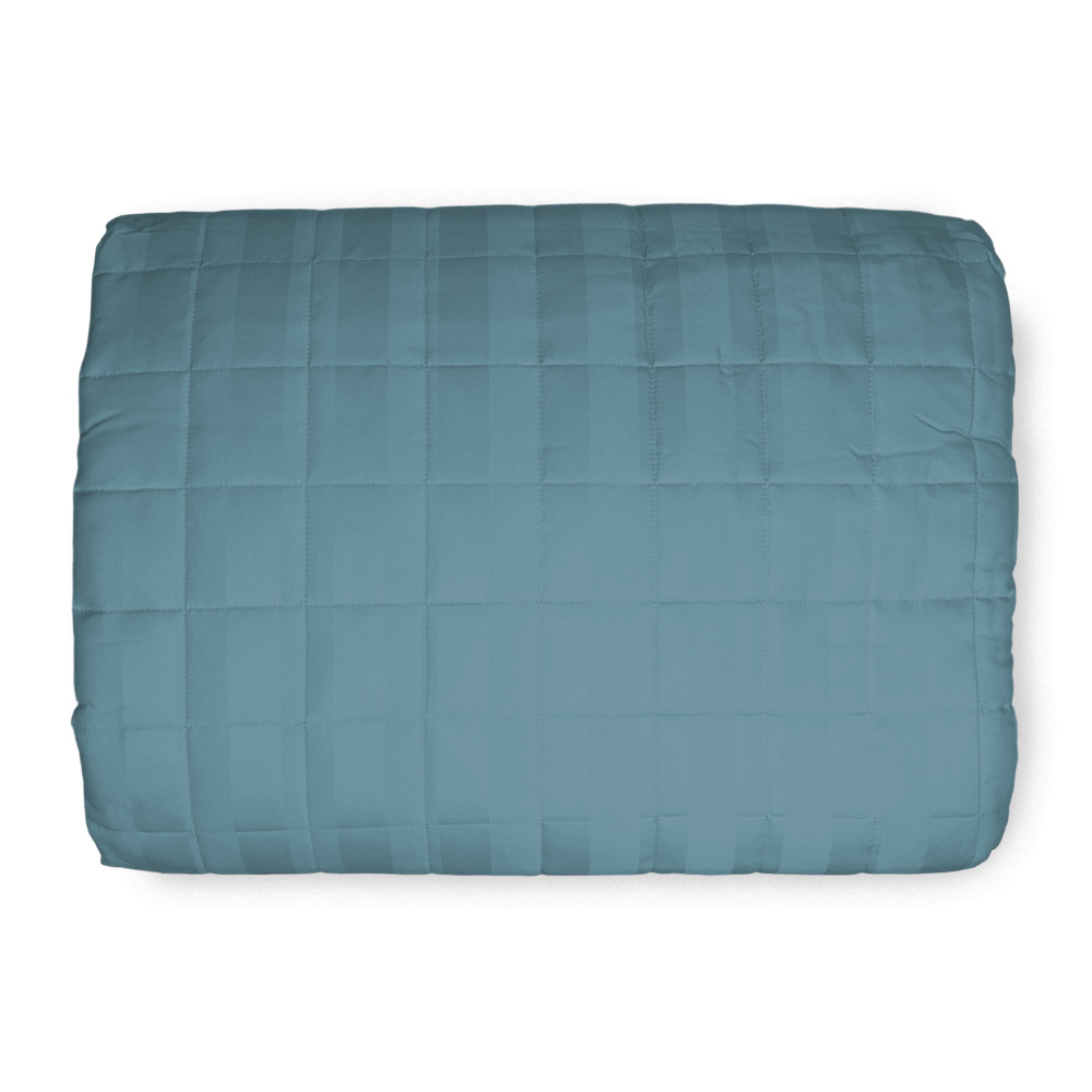 GESTEPPTE TAGESDECKE AUS SATIN Gestreift SOLID BLUE Double