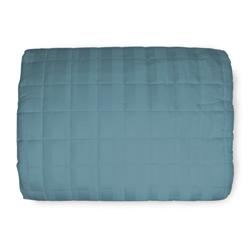 COLCHA ACOLCHADA DE RASO Rayas SOLID BLUE Doble