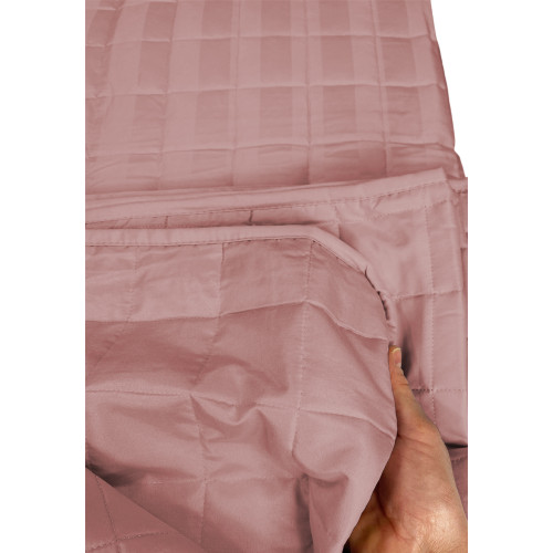 QUILTED BEDSPREAD SATIN STRIPED SOLID COLOR PINK Double