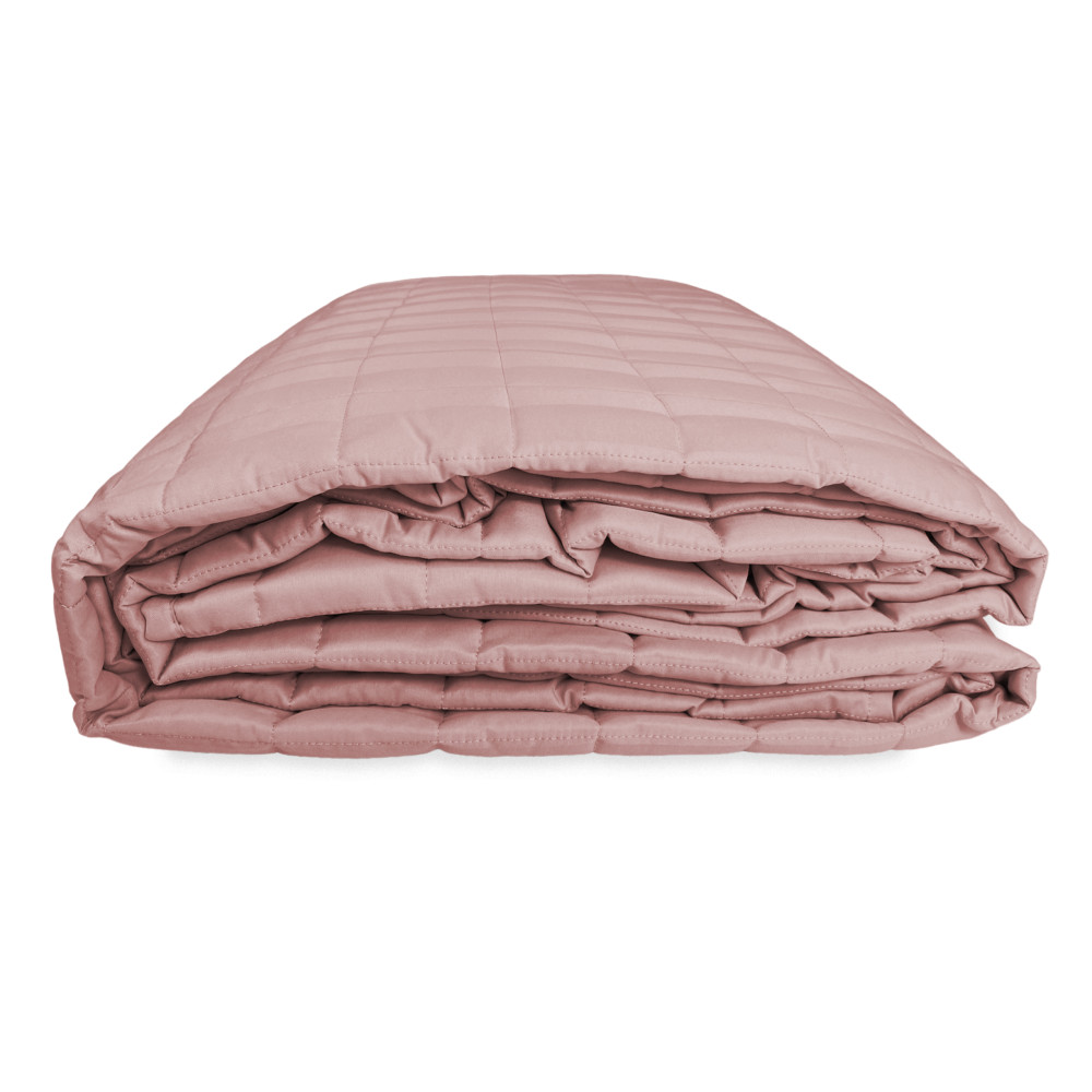 QUILTED BEDSPREAD SATIN STRIPED SOLID COLOR PINK Double