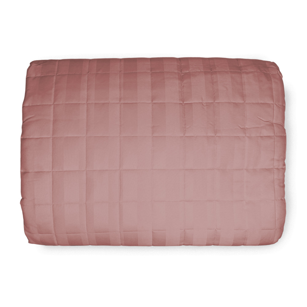 COLCHA ACOLCHADA RAYAS DE RASO COLOR LISO ROSA Doble