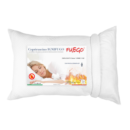 COPRI GUANCIALE Federa Cuscino IGNIFUGO ANTIFIAMMA Made in Italy