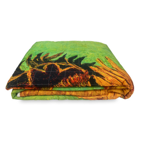 Quilted bedspread Van Gogh paintings Sunflowers double vase