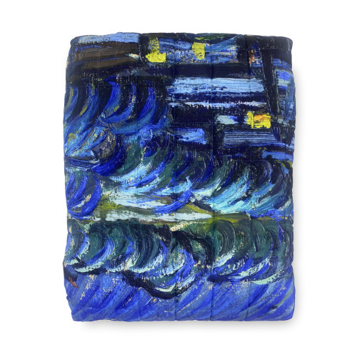 COPRILETTO trapuntato Quadri d'Autore Van Gogh Blu Matrimoniale