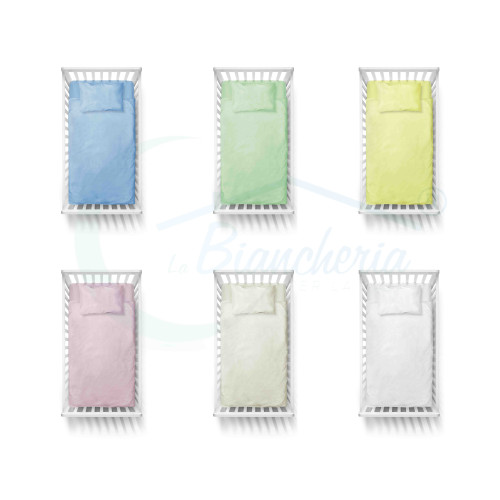 DRAP PEDRO COMPLET pour lit BÉBÉ en coton pur de couleur unie