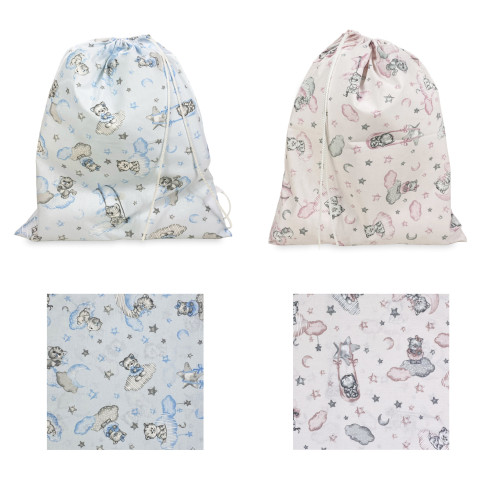 BOLSA GUARDERÍA PIERINO tamaño LARGE MAXI cm. 45x60 Dibujo Gatito