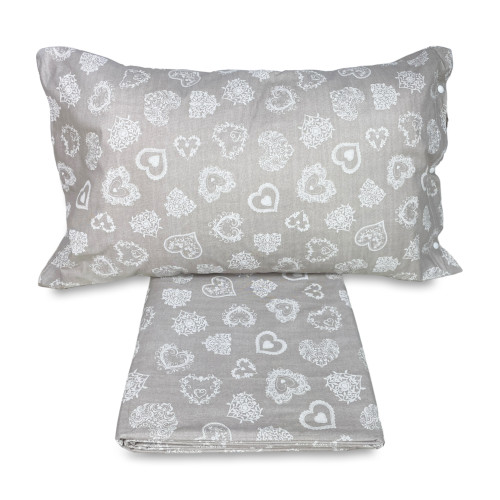 WHITE MIROS HEART sheets set in pure cotton TYROLEAN style