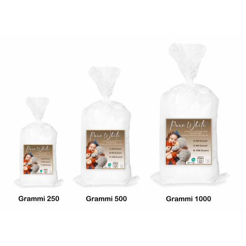 Ovatta Morbida e fioccata 100% Poliestere Made in Italy per riempimento di Bambole, Cuscini e Creazioni Fai da Te, Pure White