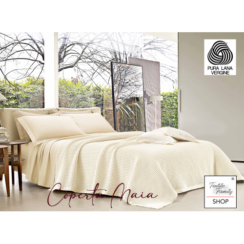 Couverture en Laine d'Été Maia - 100% Pure Laine Vierge - Légère et Respirante - Antiboulochage - Made in Italy