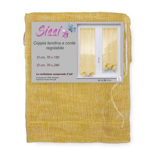 PAR DE VIDRIO MODERNO Cortina sissi cm 70 de ancho Ajustable con CORDÓN AMARILLO