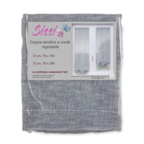 PAIR OF SISSI MODERN GLASS curtain cm 70 wide Adjustable Cord GREY