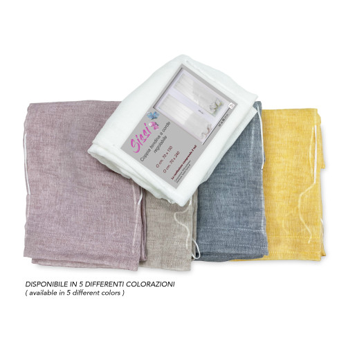 PAR DE VIDRIO MODERNO Cortina sissi cm 70 de ancho Ajustable con cordón ROSA