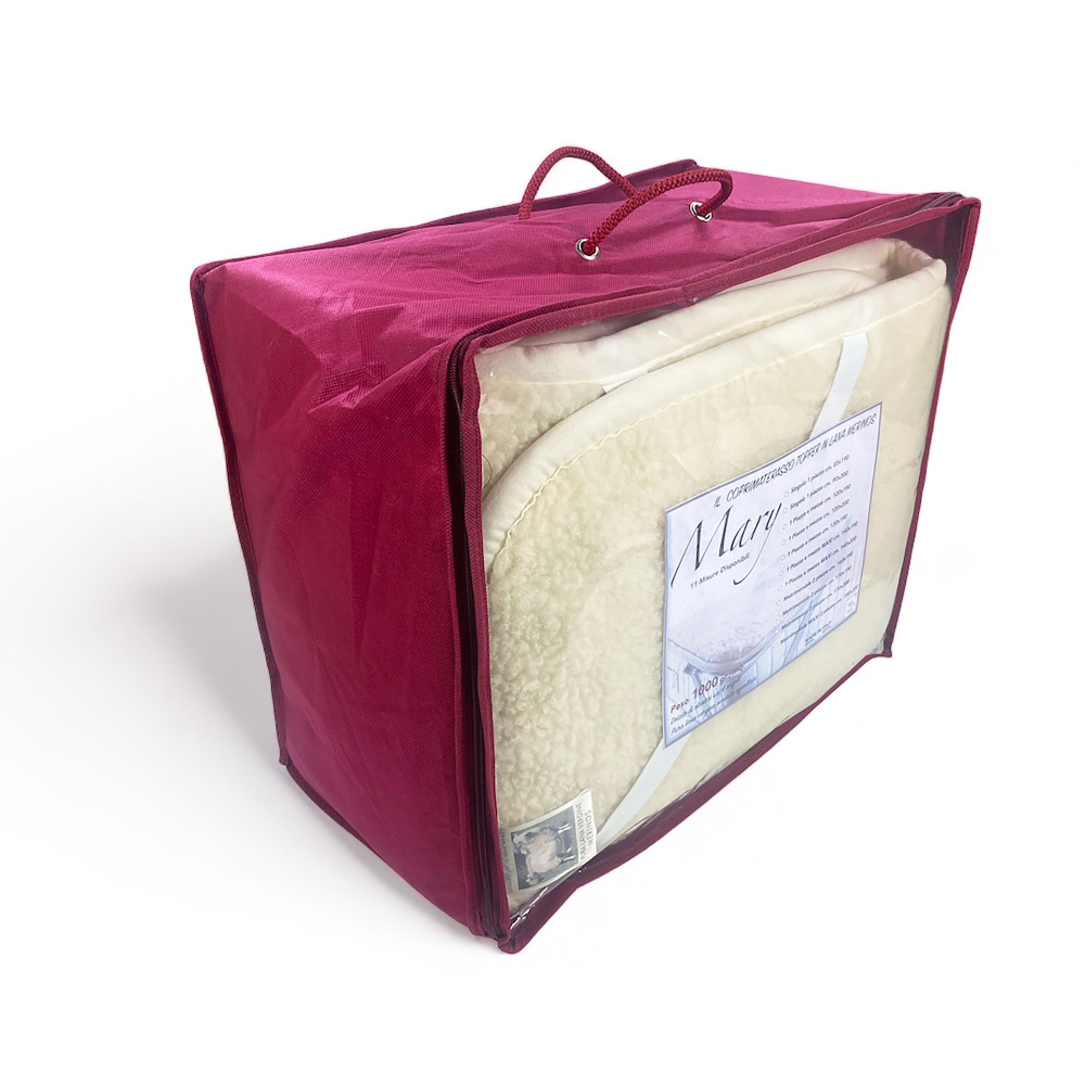 SURMATELAS MARY MARY en vraie LAINE MERINOS 1000 gr. en 11 tailles différentes