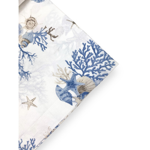 ENSEMBLE DE DRAPS CORAIL MARIN BLEU CLAIR en pur coton