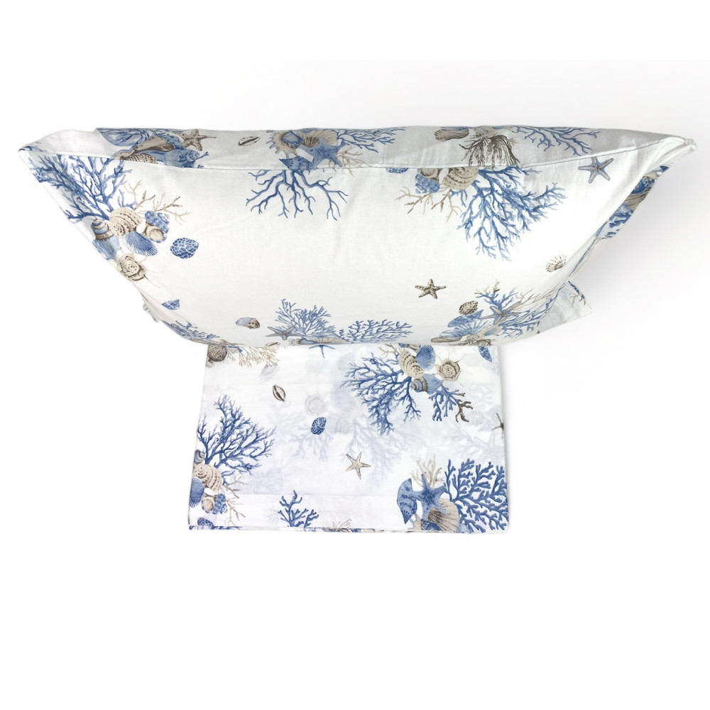 ENSEMBLE DE DRAPS CORAIL MARIN BLEU CLAIR en pur coton