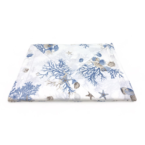 ENSEMBLE DE DRAPS CORAIL MARIN BLEU CLAIR en pur coton