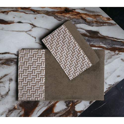 SET asciugamani con bordo FASHION Beige in puro cotone Made in Italy