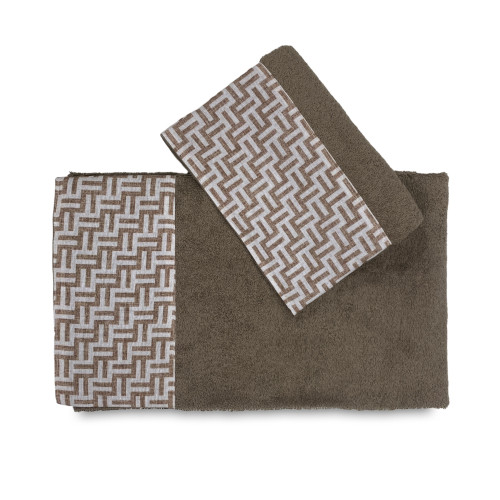 SET towels with FASHION Beige border in pure cotton Made in Italy
