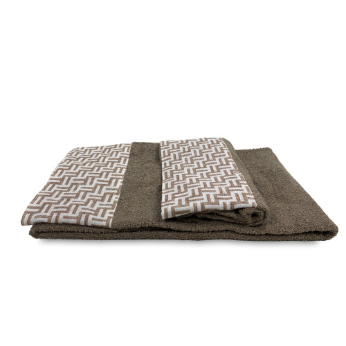 SET towels with FASHION Beige border in pure cotton Made in Italy