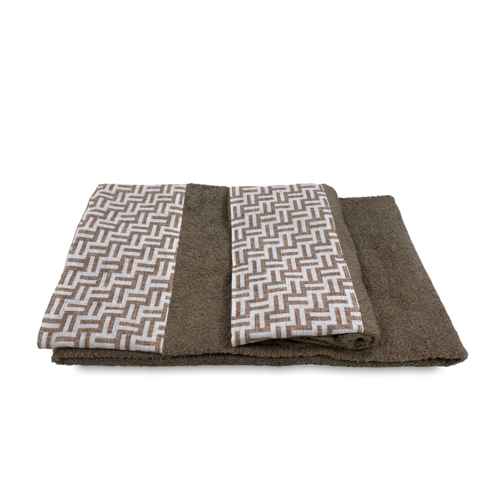 SET toallas con cenefa FASHION Beige de puro algodón Made in Italy
