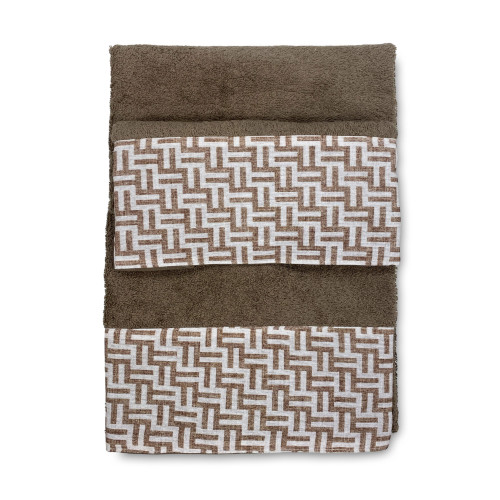 Ensemble de serviettes avec bordure FASHION Beige en pur coton Made in Italy