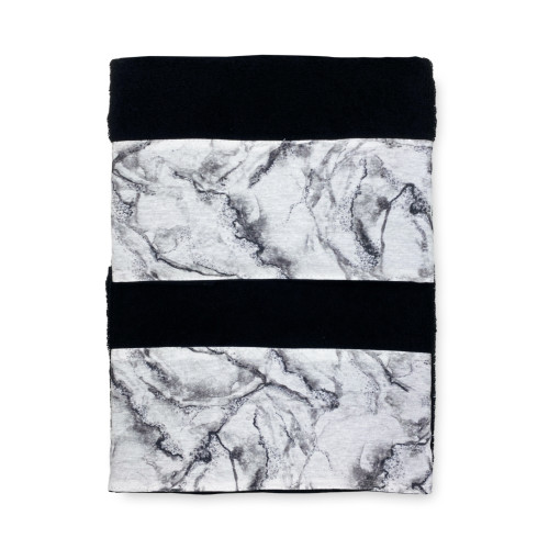 Serviettes noires avec bordure en marbre blanc