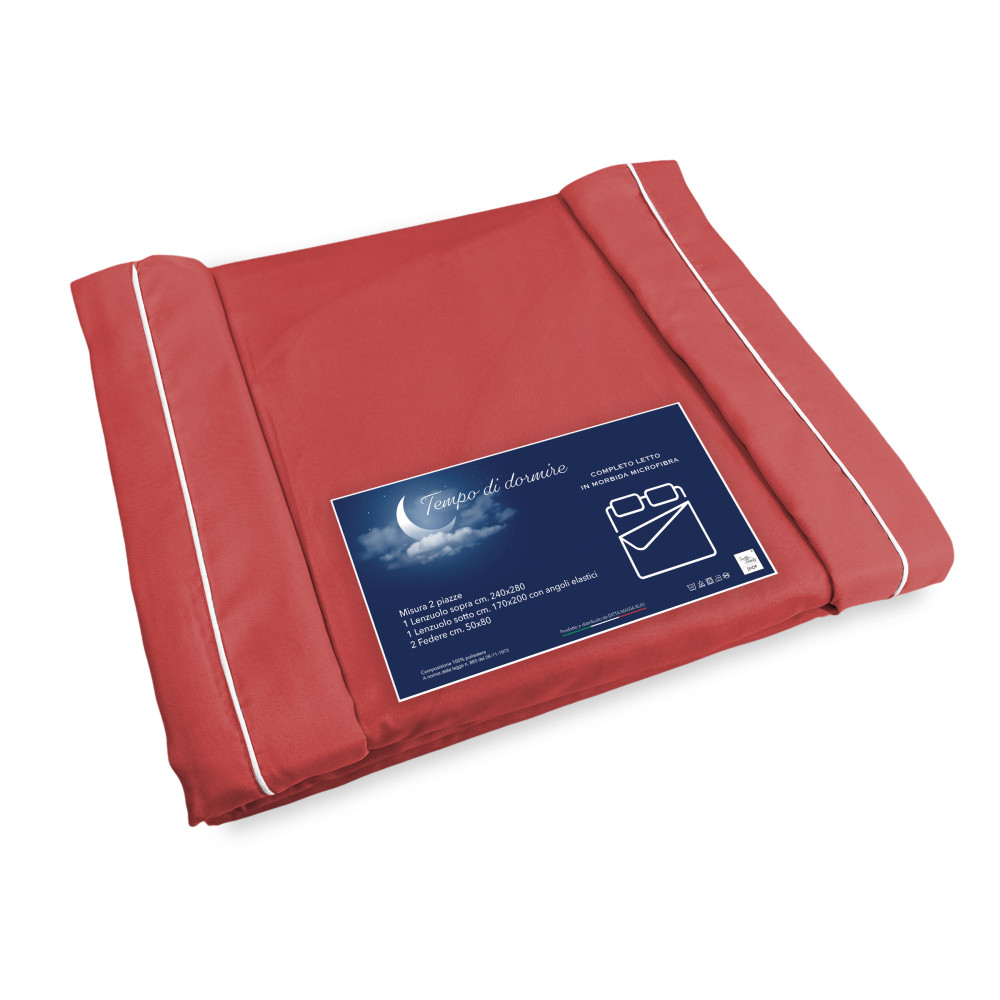 SET DE DRAPS en microfibre douce ROUGE SOLIDE Double 2 CARRÉ sans repassage