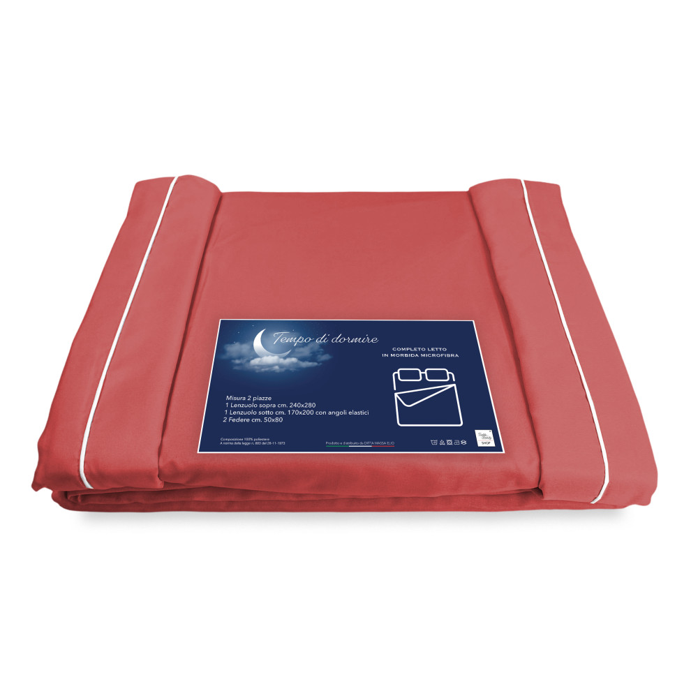 SET DE DRAPS en microfibre douce ROUGE SOLIDE Double 2 CARRÉ sans repassage