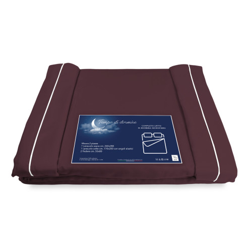 ENSEMBLE DE DRAPS en microfibre douce COULEUR UNIE Bordeaux, Bordeaux, Foncé, Double 2 CARRÉS, pas de repassage