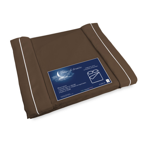 SET DE DRAPS en microfibre douce MARRON SOLIDE Double 2 CARRÉ sans repassage