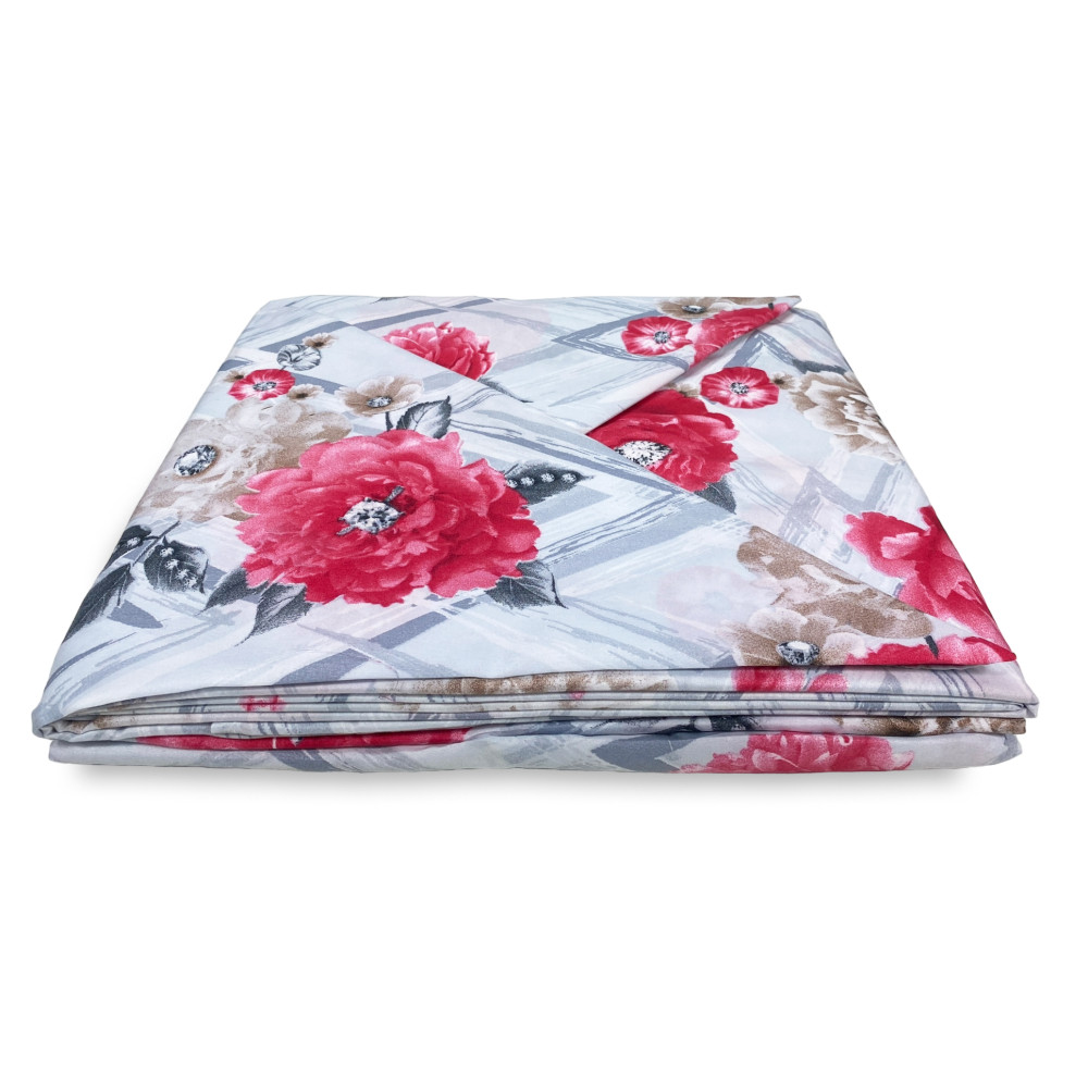 FULL SHEET in soft microfiber FIORE Red Double 2 SQUARES no iron