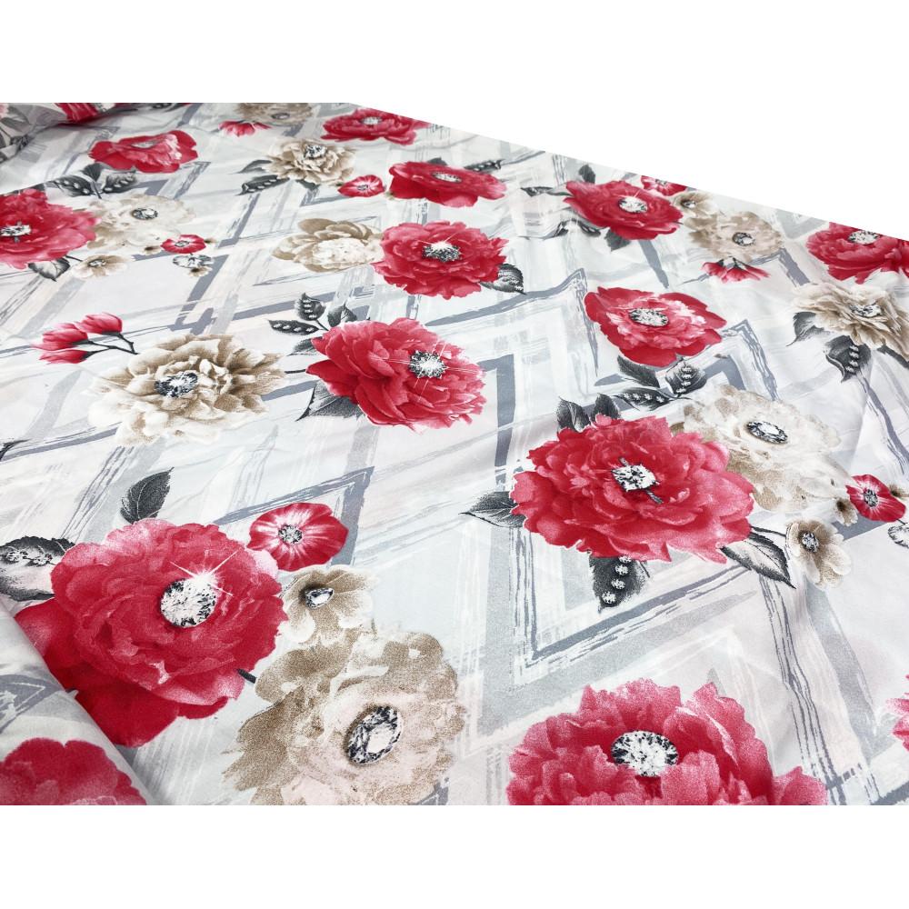 GANZES BLATT aus weicher Mikrofaser FIORE Red Double 2 SQUARES ohne Bügeleisen