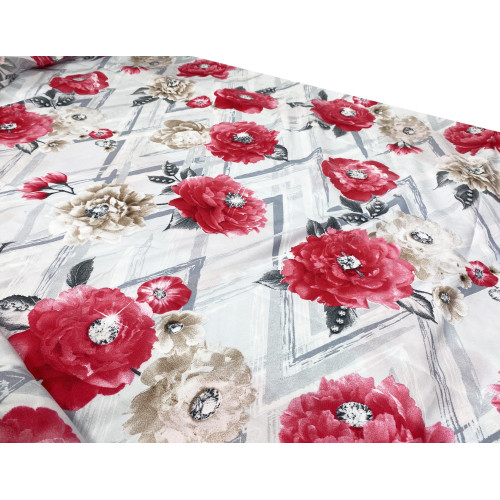 GANZES BLATT aus weicher Mikrofaser FIORE Red Double 2 SQUARES ohne Bügeleisen