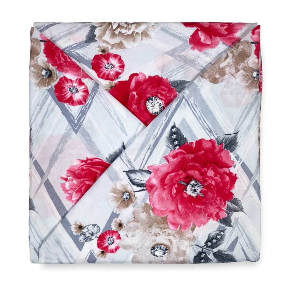 GANZES BLATT aus weicher Mikrofaser FIORE Red Double 2 SQUARES ohne Bügeleisen