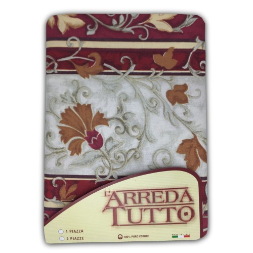 TELO ARREDO COPRITUTTO GRAN FOULARD COPRILETTO COPRIDIVANO  TESSUTO EDERA BORDEAUX