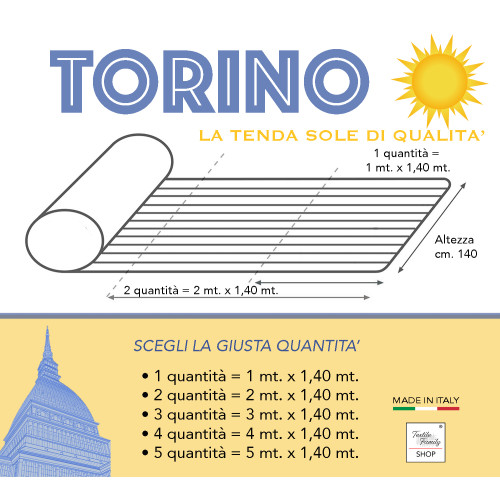 TORINO outdoor GARDEN balkon STOFF aus Acryl Höhe cm. 140 GERADE REIHEN