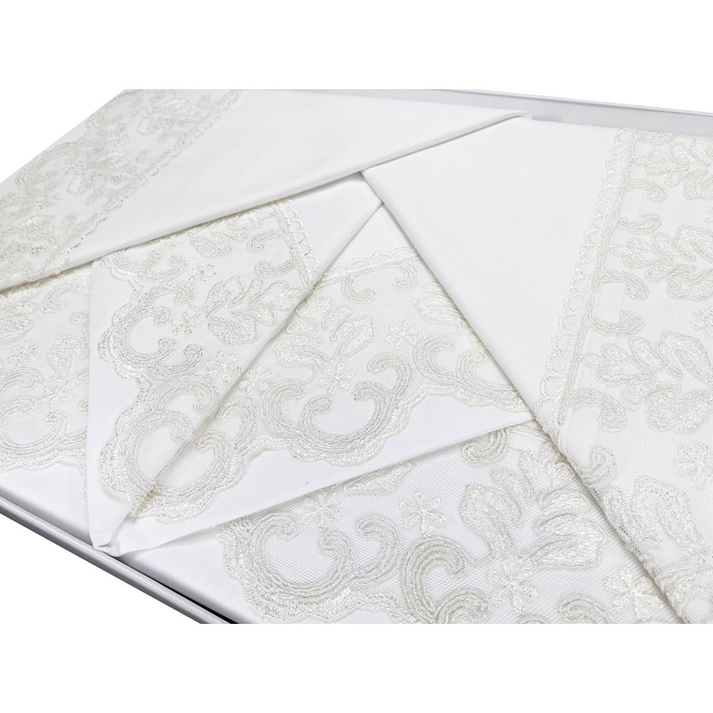 STEFY SATCHEL acabado con Encaje Macramé Sábana DOBLE y COLCHA idea de novia