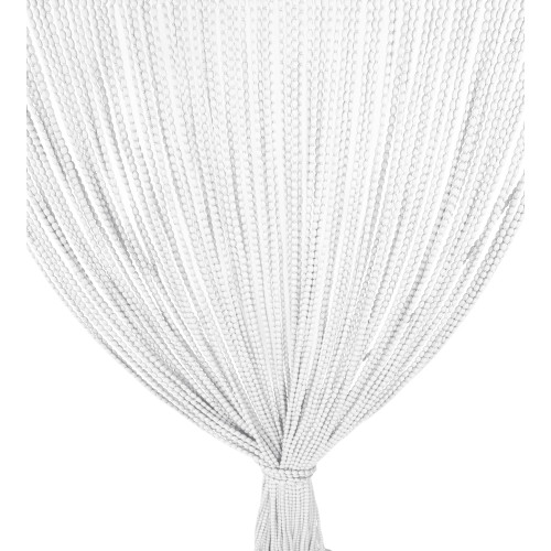 SOFT MARIEL © CURTAIN with BEADS in Soft Fabric Anti Noise Retardant Threads ICE WHITE