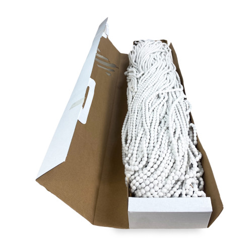 CORTINA MARIEL © SUAVE con ABALORIOS en Tejido Suave Hilos Anti Ruido BLANCO HIELO