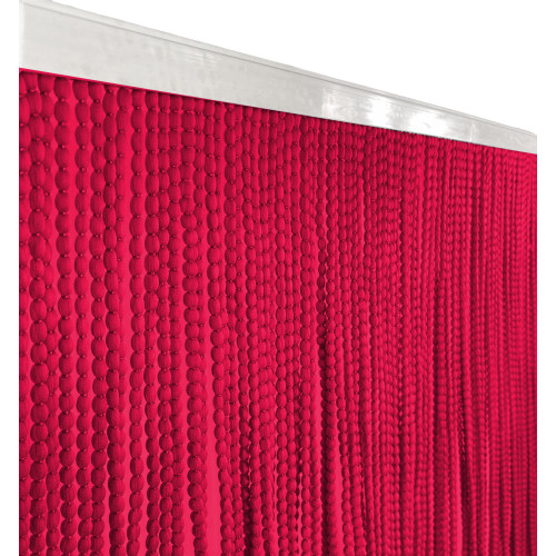 SOFT MARIEL © CURTAIN WITH BEADS in Soft Fabric Anti Noise Retardant Threads RED