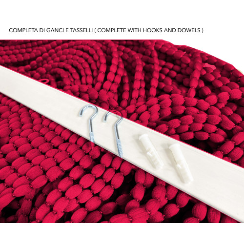 SOFT MARIEL © CURTAIN WITH BEADS in Soft Fabric Anti Noise Retardant Threads RED