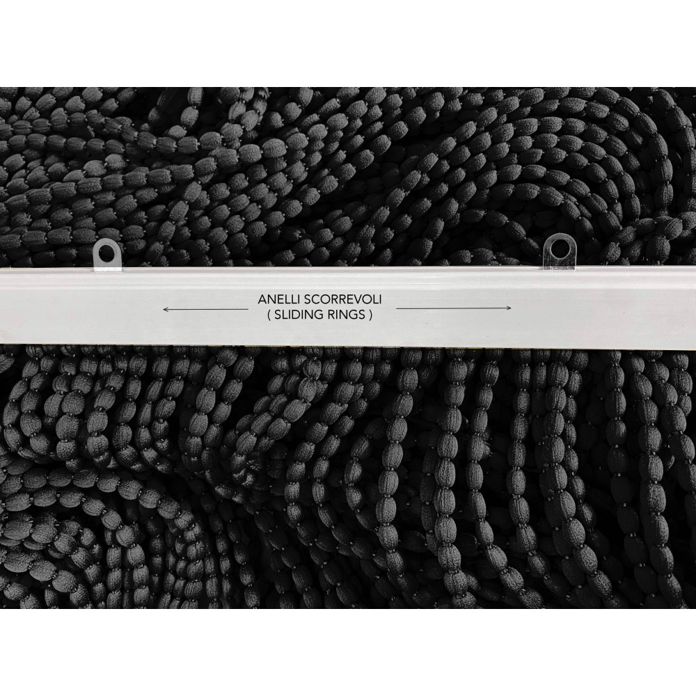 RIDEAU MOELLEUX MARIEL © AVEC PERLES en tissu doux Anti Bruit Insectes avec Fils NOIR